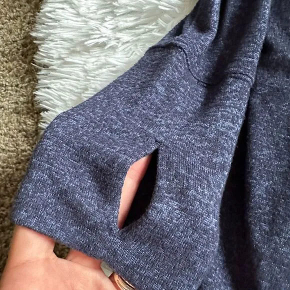 Athleta Open Front Cardigan Thumb Holes Stretchy Womens Size Small Blue