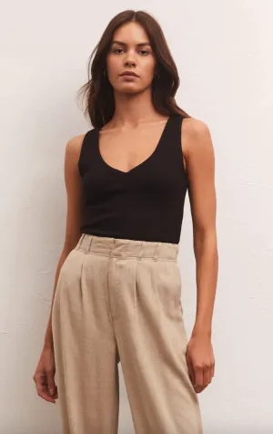 Avala Rib Top-Black