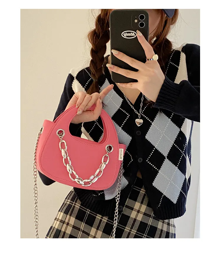 Aylin Faux Leather Soft Retro Chain Handle Handbag
