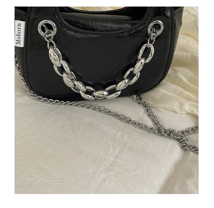 Aylin Faux Leather Soft Retro Chain Handle Handbag