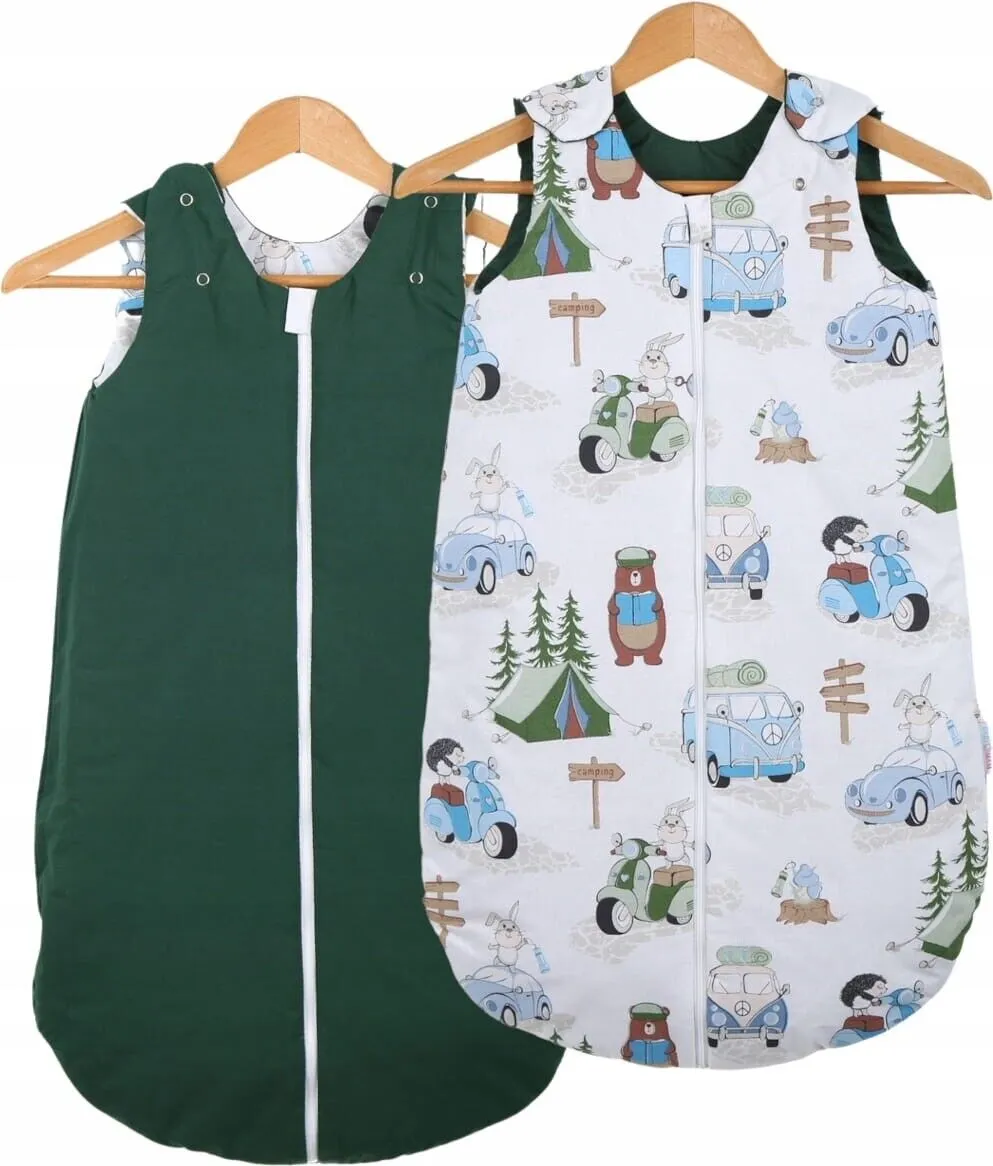 Baby Cotton Sleeping Bag Double Sided Sleepsack Quilted 1.0 Tog Camping/Green