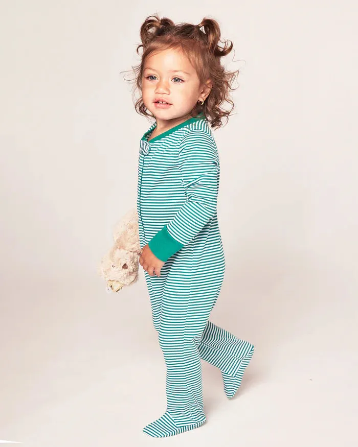 Baby green & white stripe romper