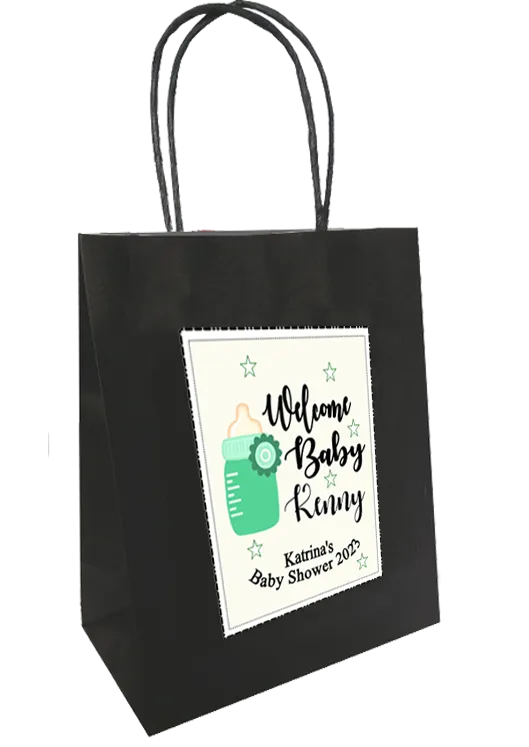 Baby Shower Personlaised Gift Bag Bottle Design green