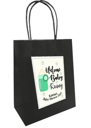 Baby Shower Personlaised Gift Bag Bottle Design green