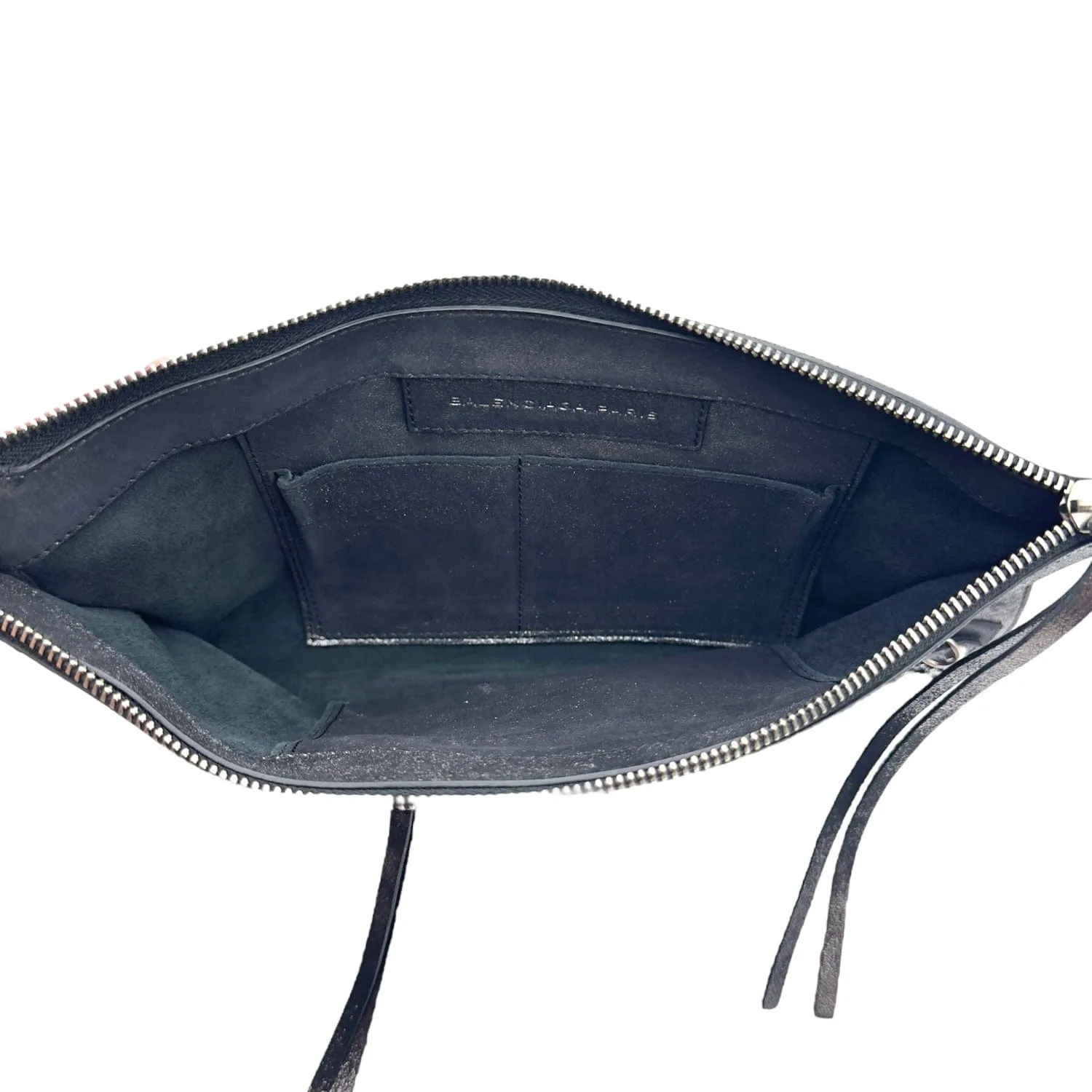 BALENCIAGA Leather Clutch - Metallic Gunmetal Grey