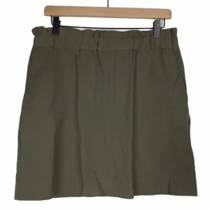 BANANA REPUBLIC Mini Skirt Paper Bag Waist Army Olive Green Minimalist Size 10