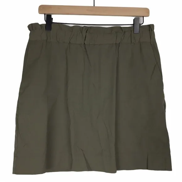 BANANA REPUBLIC Mini Skirt Paper Bag Waist Army Olive Green Minimalist Size 10