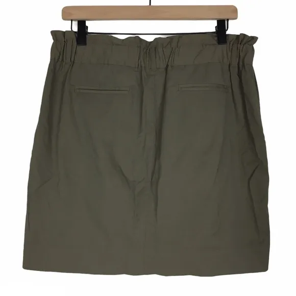 BANANA REPUBLIC Mini Skirt Paper Bag Waist Army Olive Green Minimalist Size 10