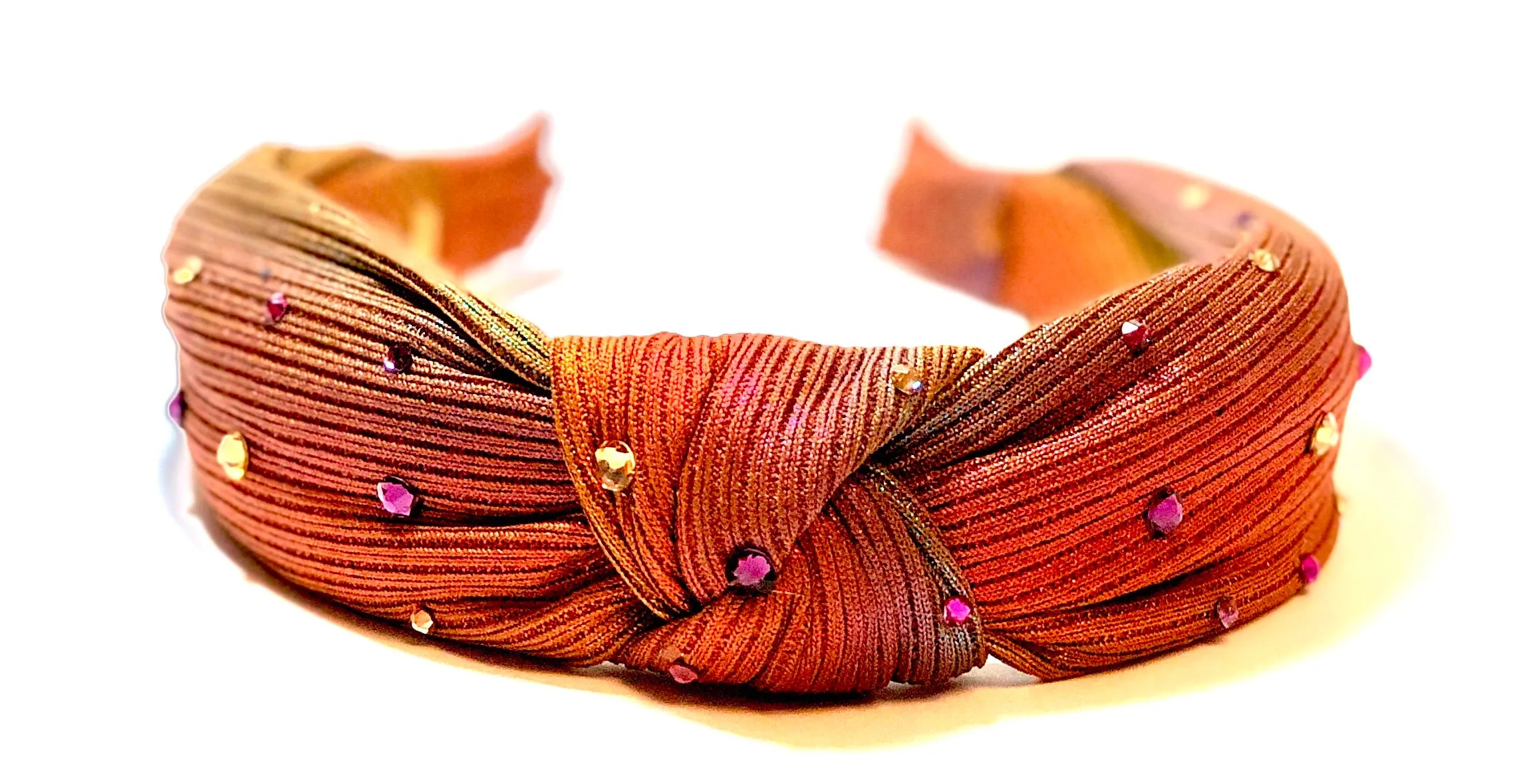 Bari Lynn Metallic Shimmer Twist Knot Headband with Crystals