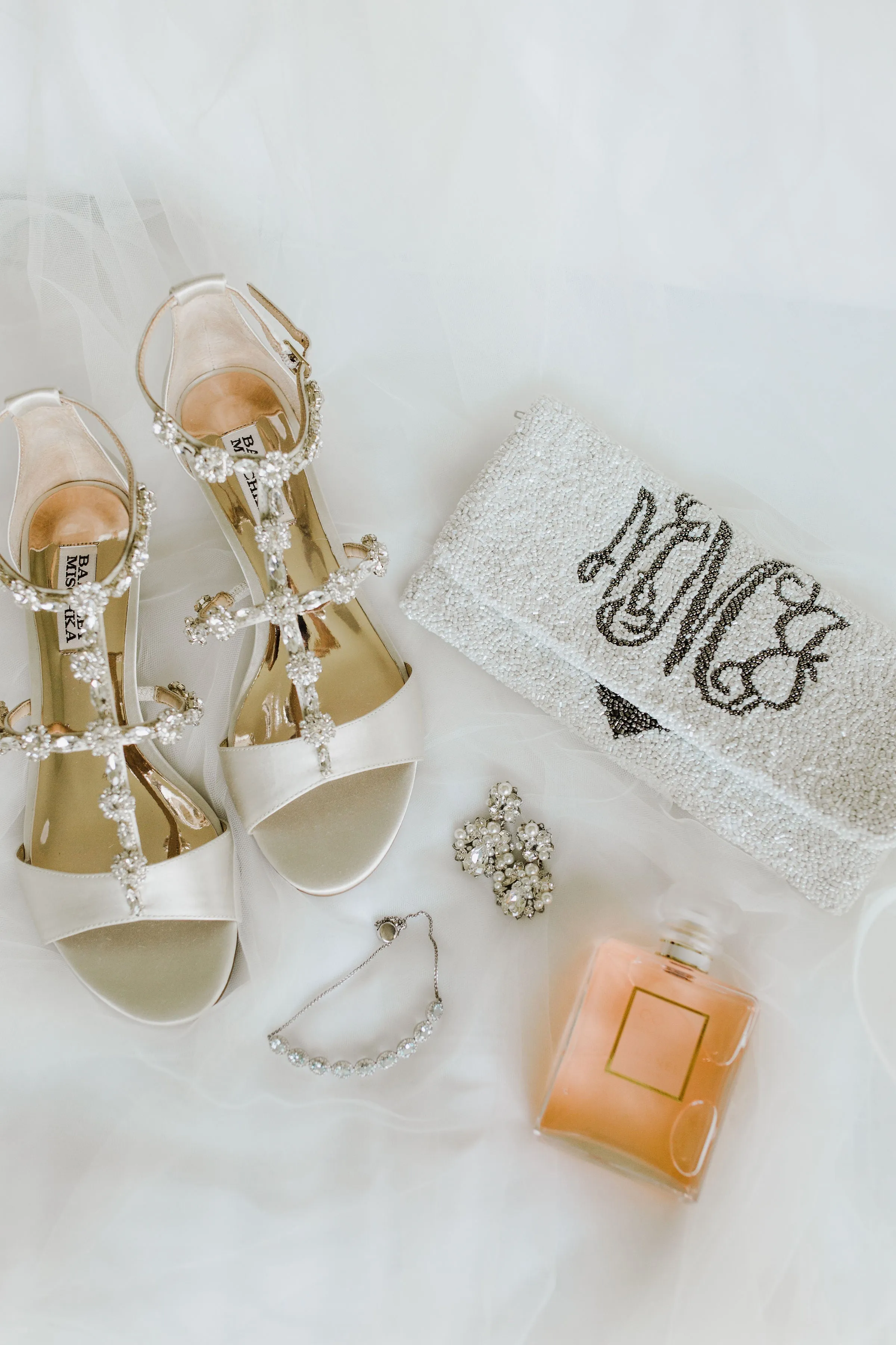 Beaded Script Monogram Name Wedding Handbag