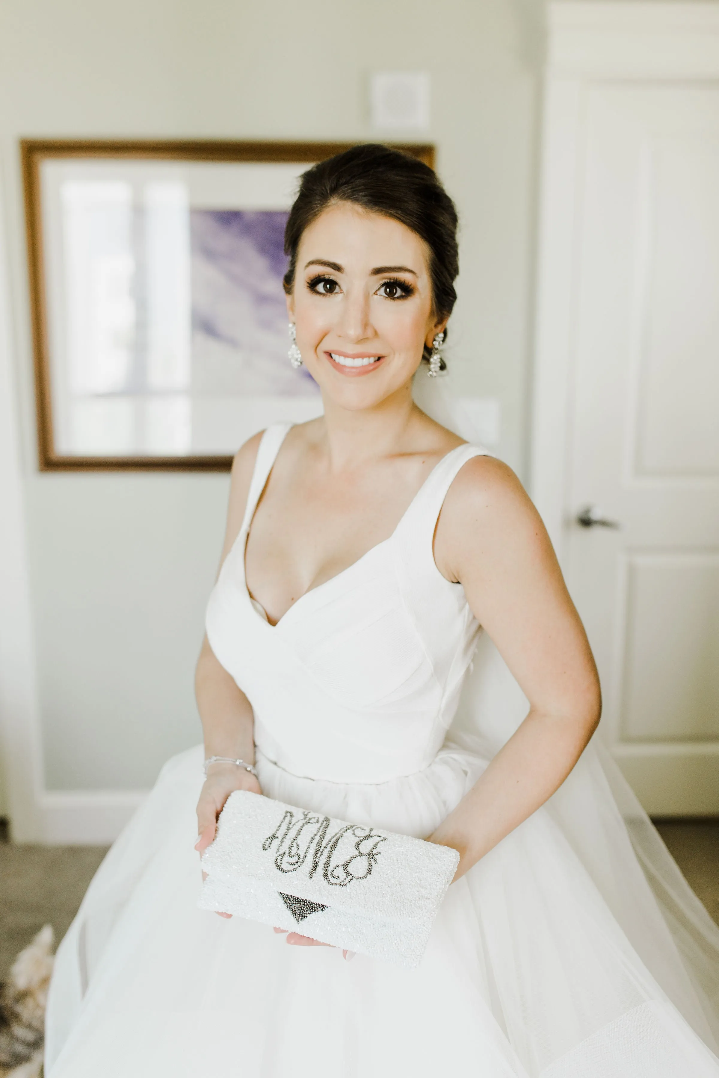 Beaded Script Monogram Name Wedding Handbag