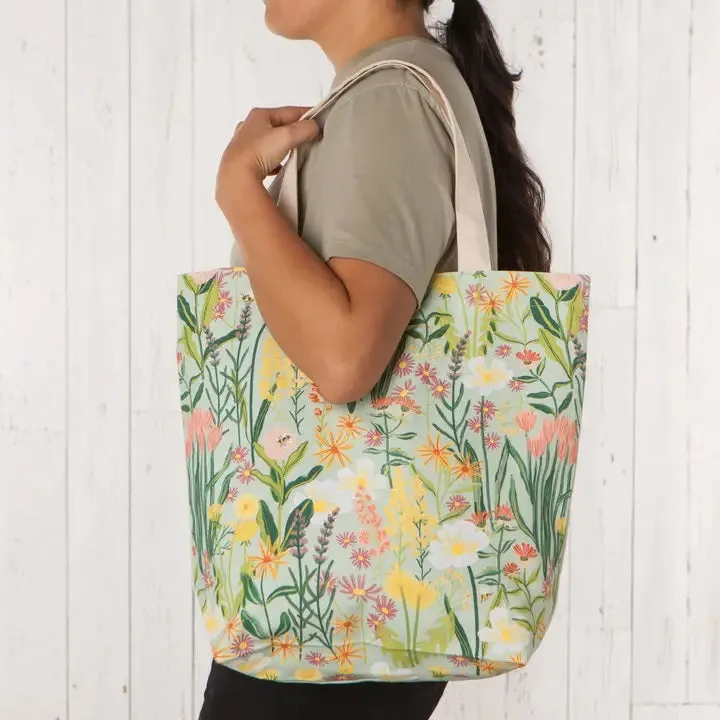 Bees & Blossoms Floral Tote Bag