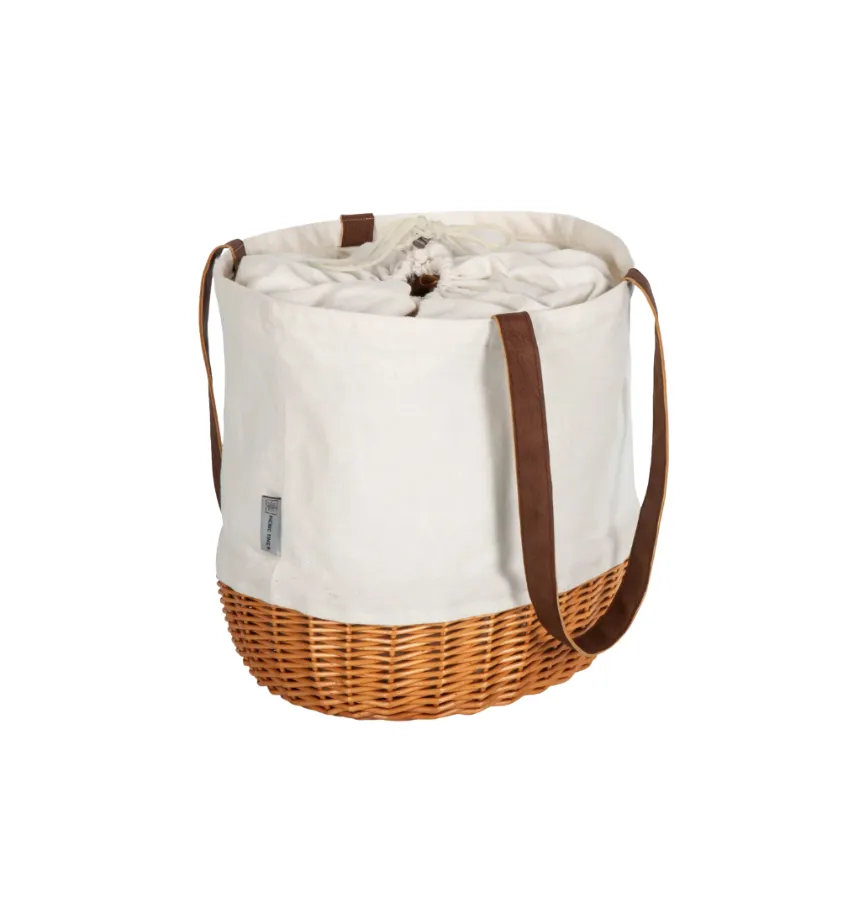 Beige Wicker Basket Tote