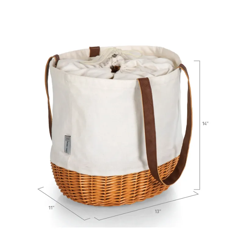 Beige Wicker Basket Tote