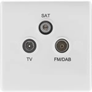 BG 867 White Round Edge Triplex TV/FM/Sat Socket