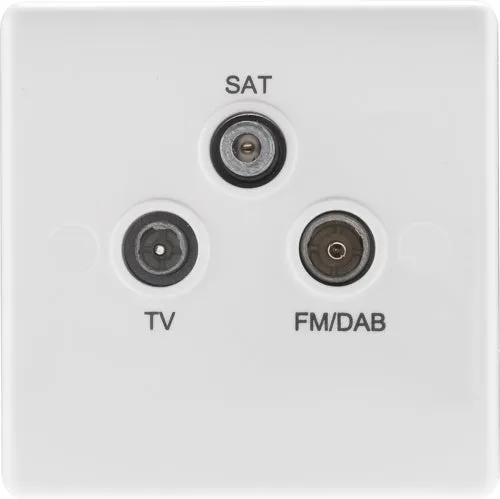 BG 867 White Round Edge Triplex TV/FM/Sat Socket