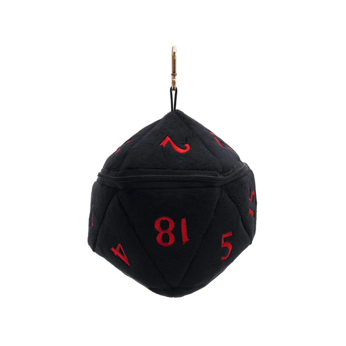 Black and Red D20 Plush Dice Bag for Dungeons & Dragons