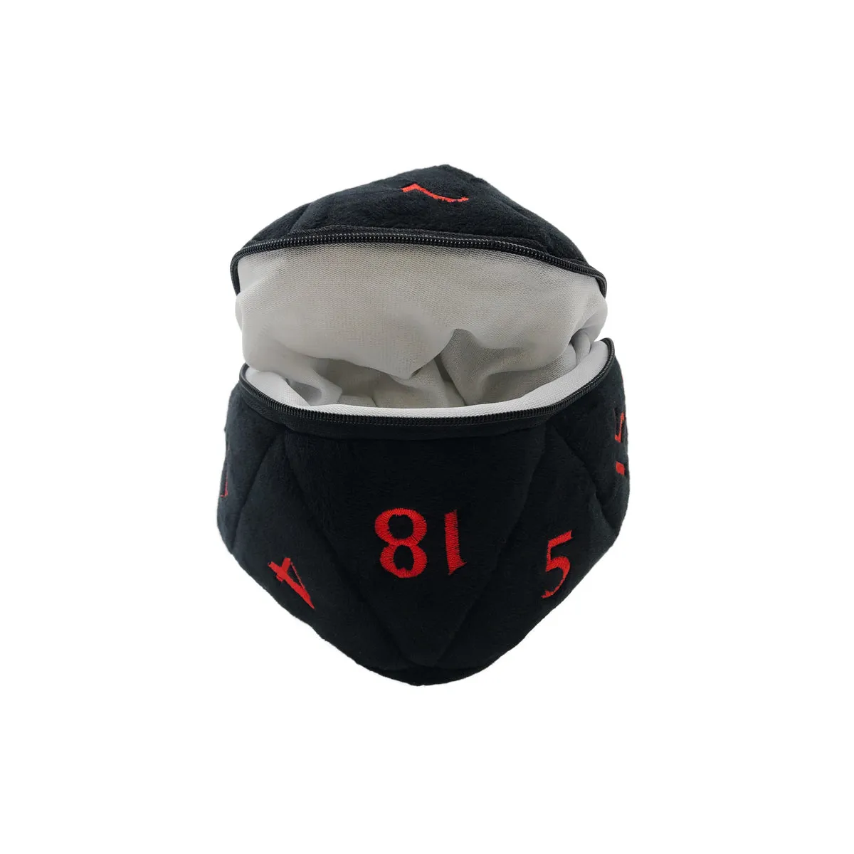 Black and Red D20 Plush Dice Bag for Dungeons & Dragons