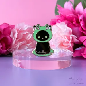 Black Cat Frog Enamel Pin