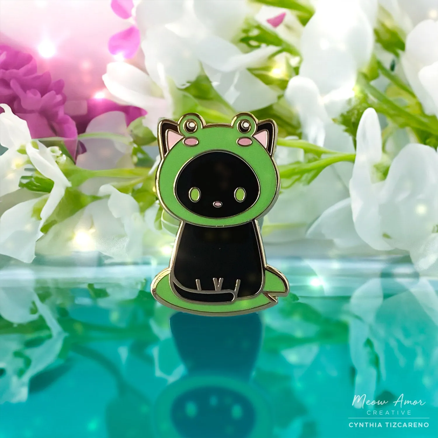 Black Cat Frog Enamel Pin