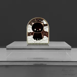 Black Cat Void Night Skies Glitter Enamel Pin
