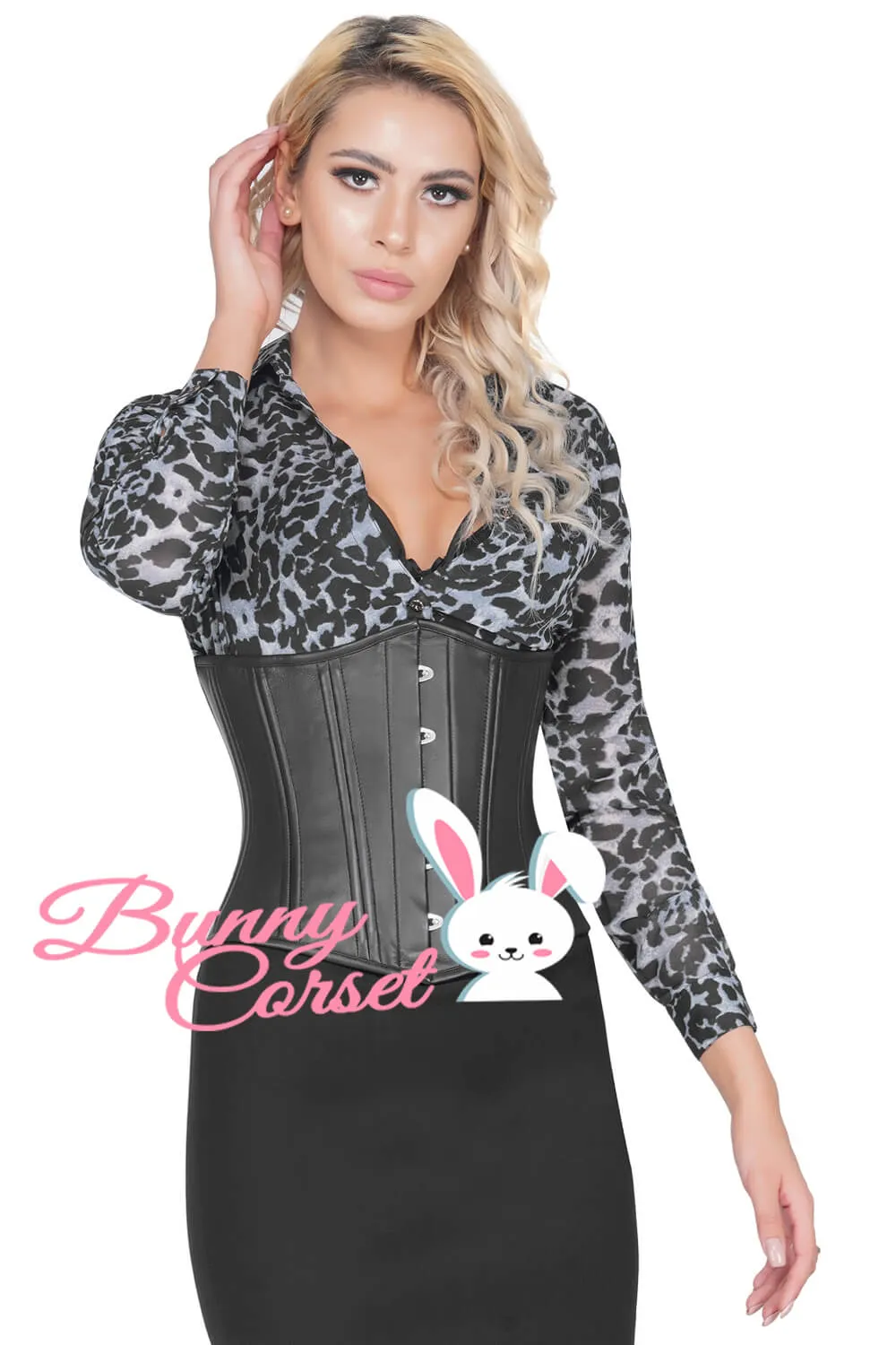 Black Faux Leather Waist Trainer Corset