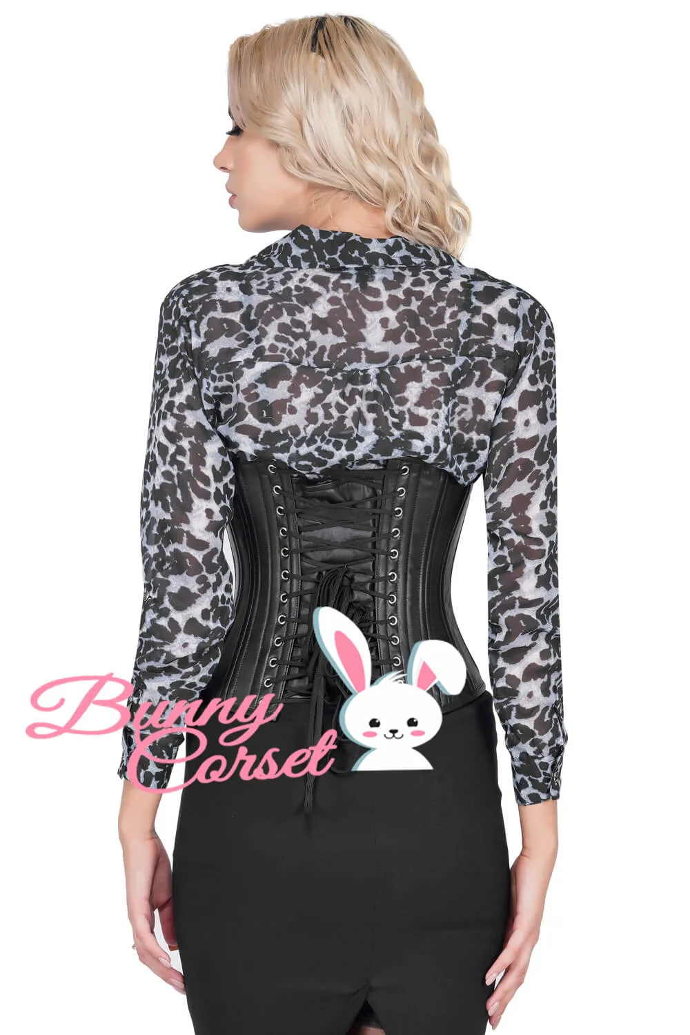 Black Faux Leather Waist Trainer Corset