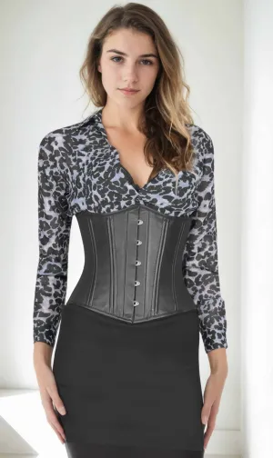 Black Faux Leather Waist Trainer Corset