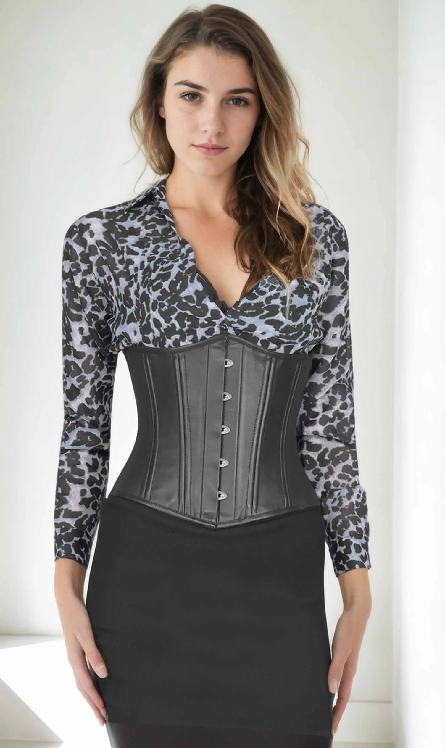 Black Faux Leather Waist Trainer Corset