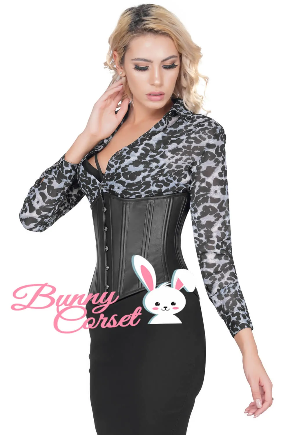 Black Faux Leather Waist Trainer Corset