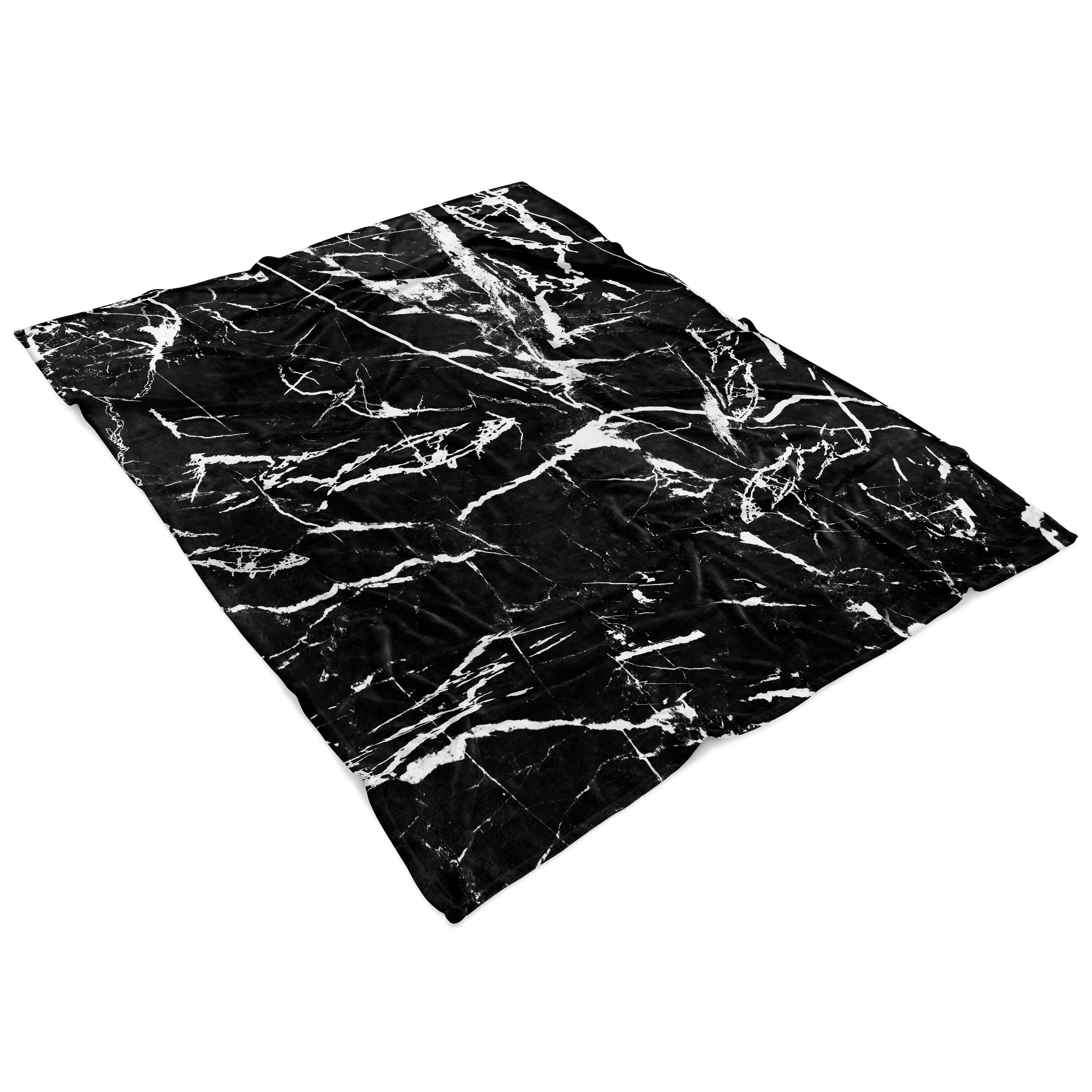 Black Marble Fleece Blanket