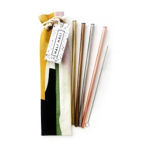 Blocks Printed Reusable Metal Straw Set