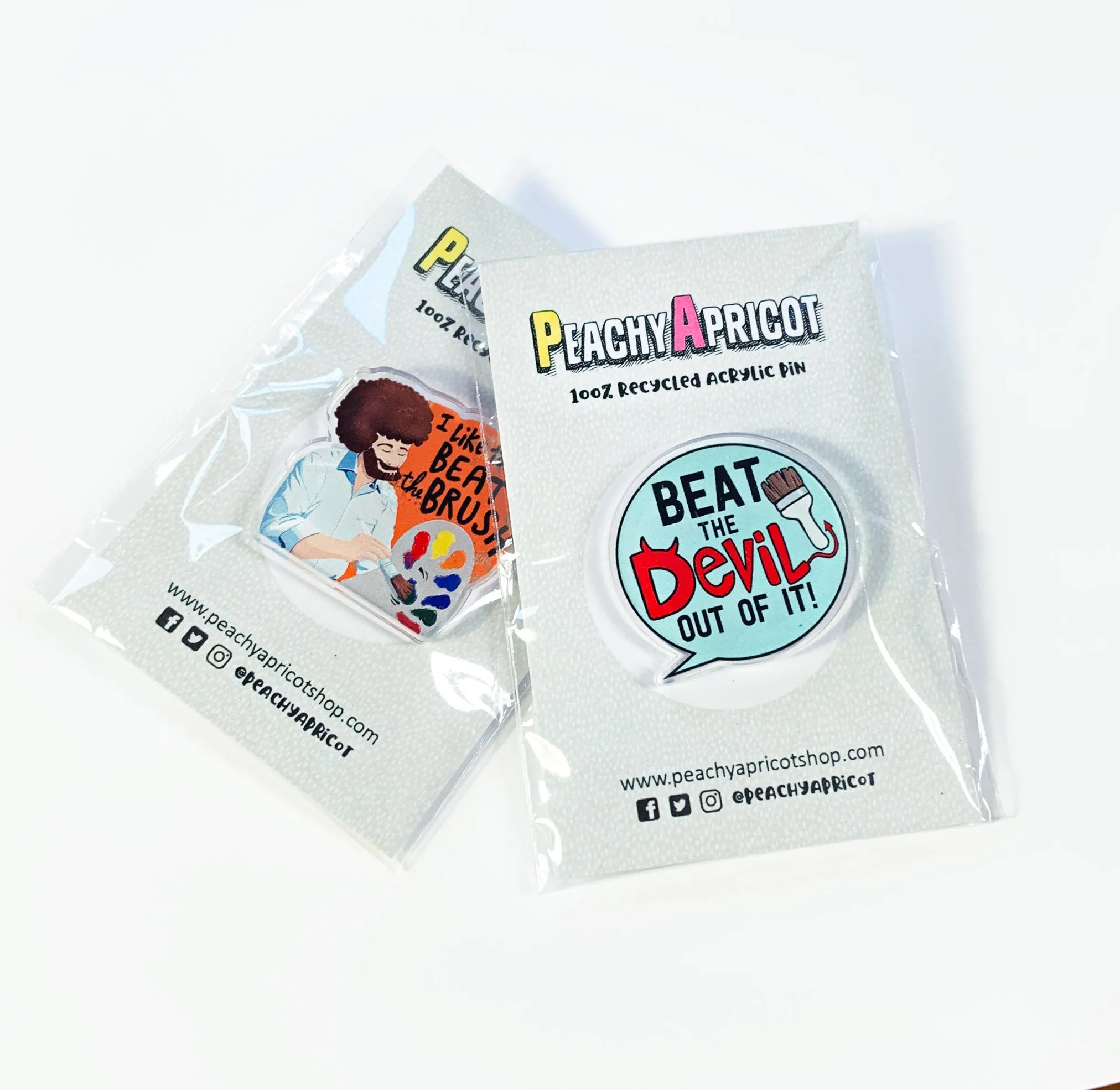 Bob Ross Beat The Devil Pin Set