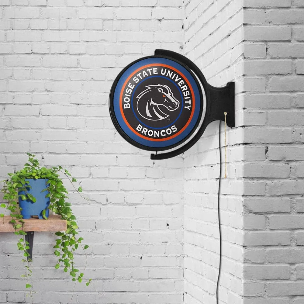 Boise State Broncos: Black - Original Round Rotating Lighted Wall Sign