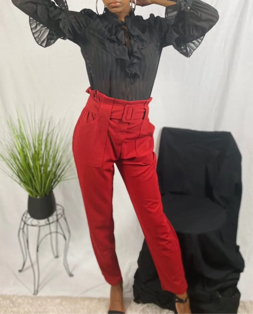 Brick Paper-bag pants