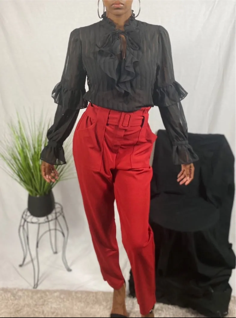 Brick Paper-bag pants