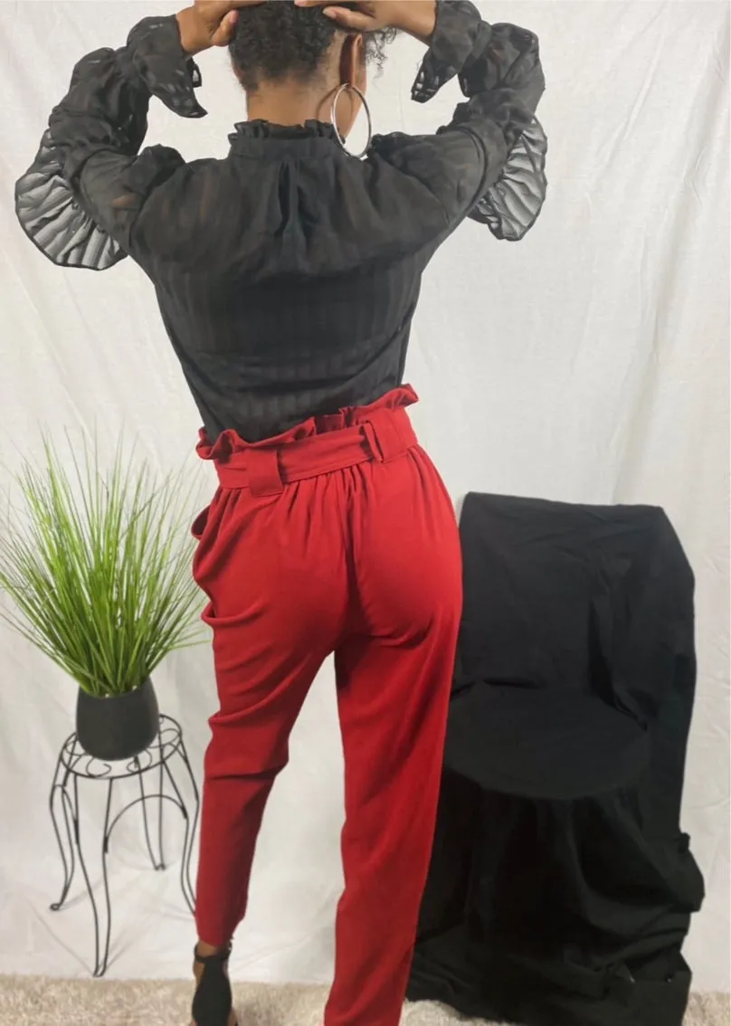 Brick Paper-bag pants