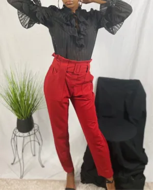 Brick Paper-bag pants