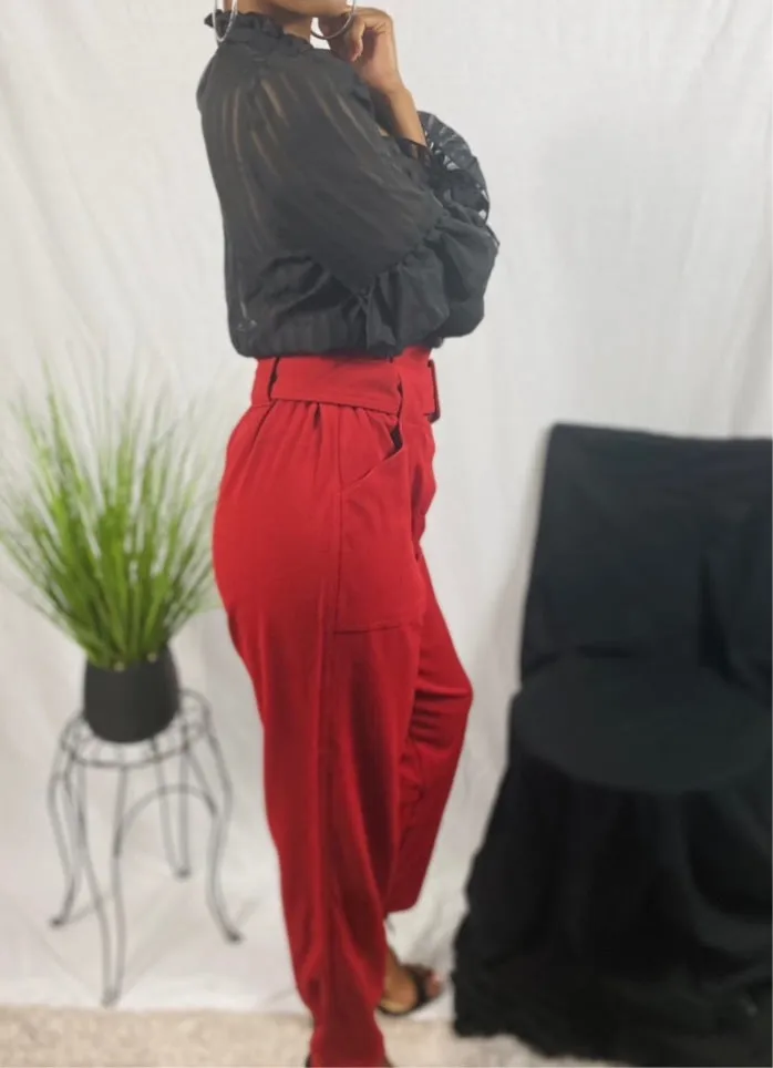 Brick Paper-bag pants