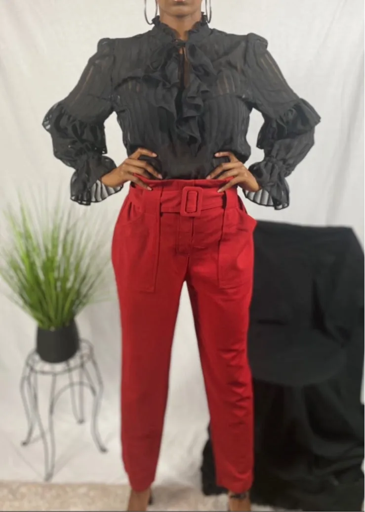 Brick Paper-bag pants