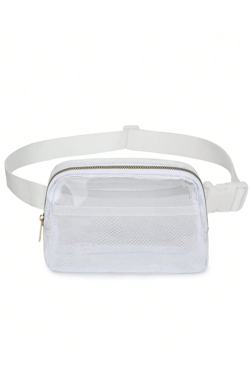 Bright White Adjustable Straps Zipper Clear Waist Bag