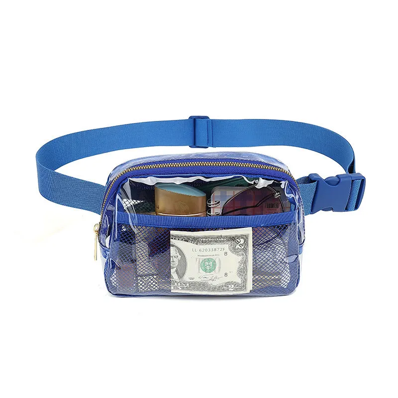 Bright White Adjustable Straps Zipper Clear Waist Bag