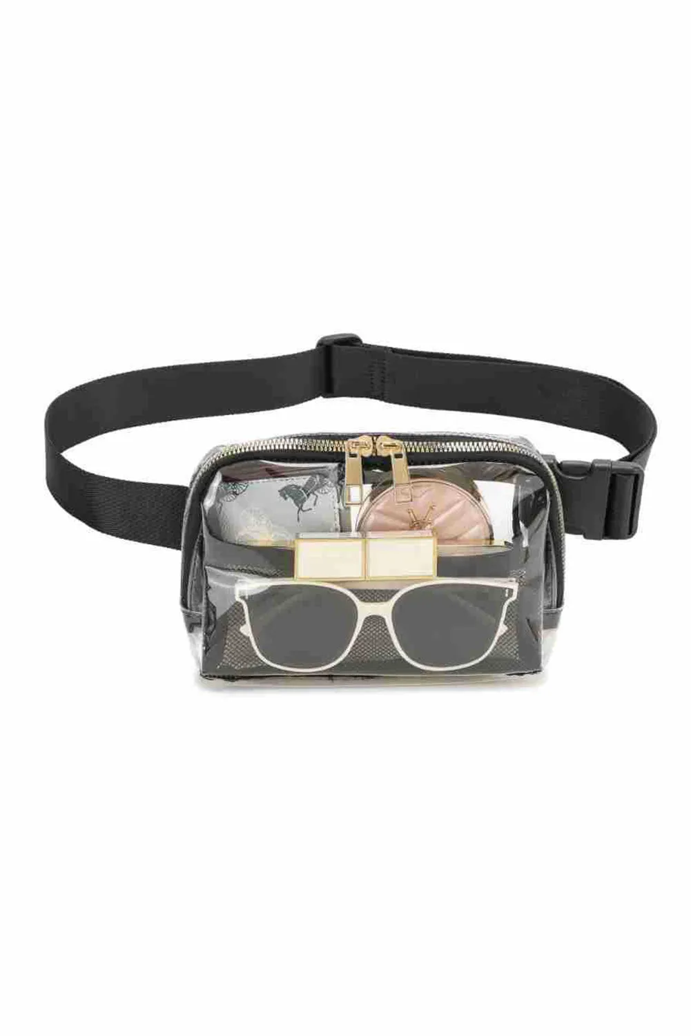Bright White Adjustable Straps Zipper Clear Waist Bag