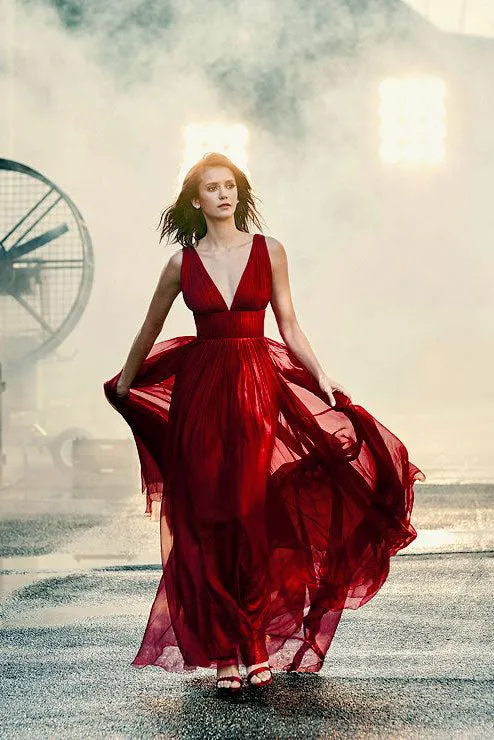 Burgundy v neck tulle long prom dress burgundy formal dress