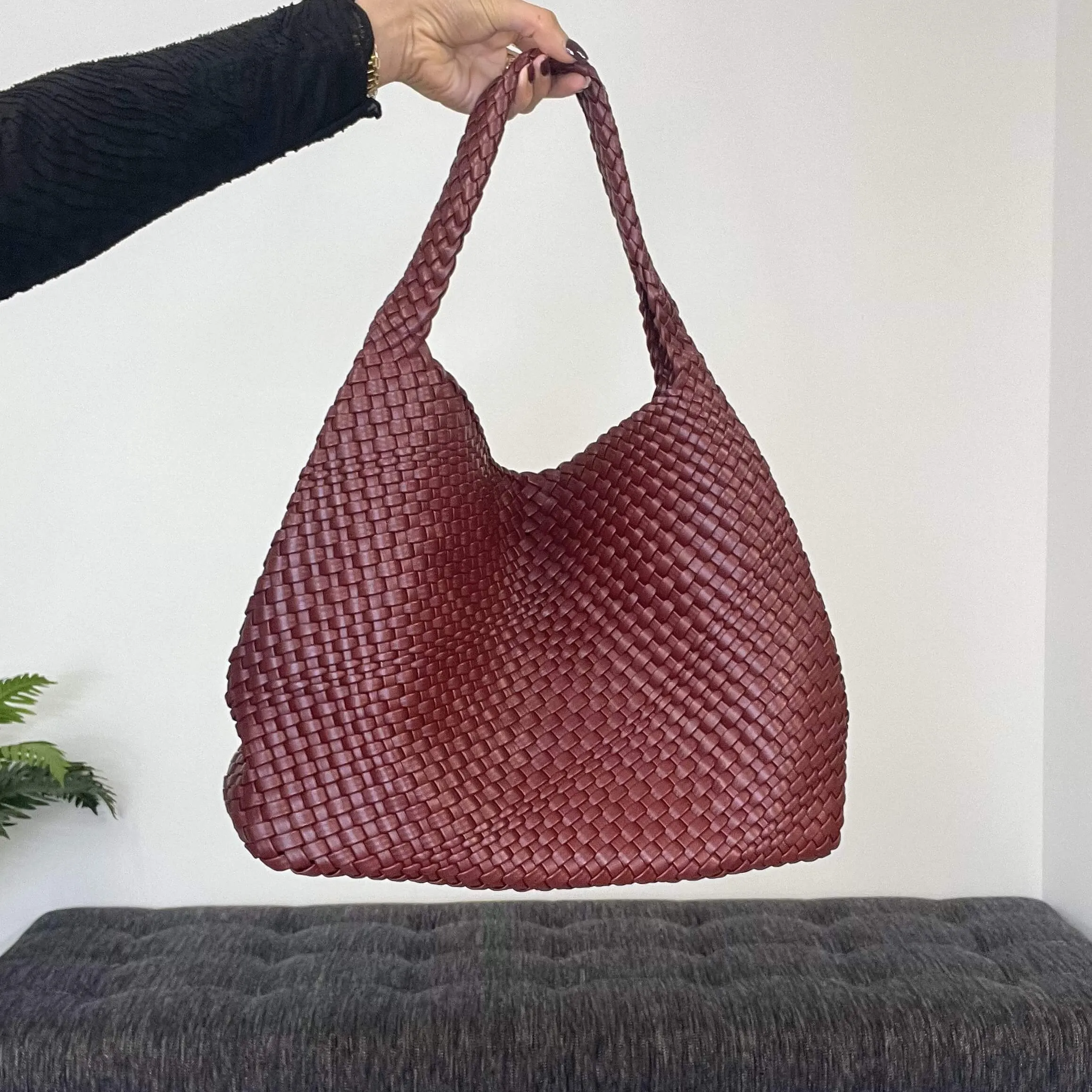 Burgundy Woven 2 IN 1 Shoulder Bag