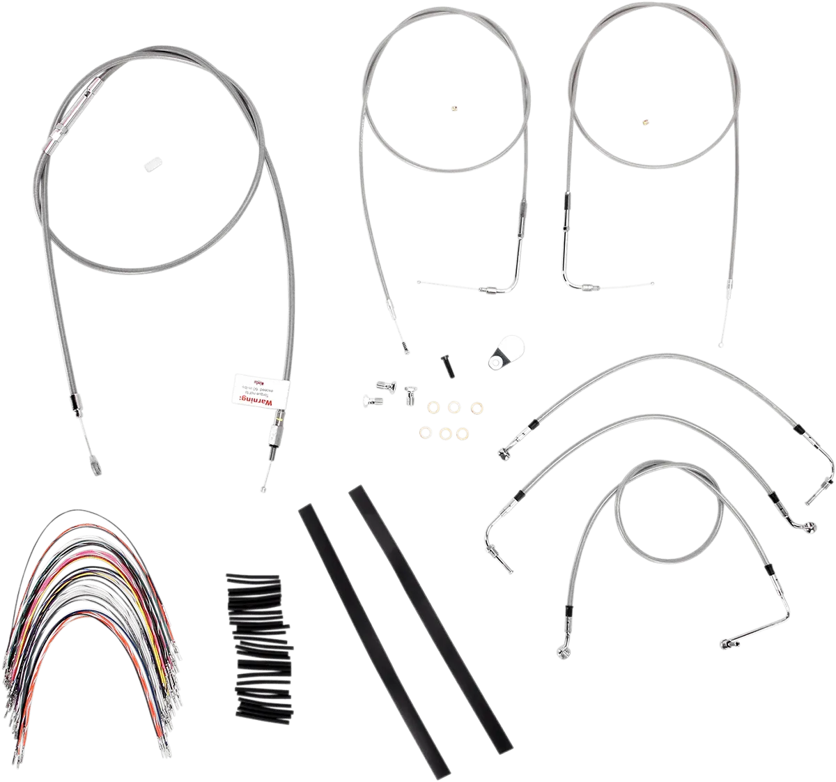 Burly Brand B30-1086 Extended Cable/Brake Line Kit for 16in. Gorilla Handlebars - Stainless Steel