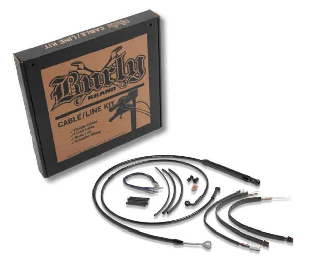Burly Brand B30-1264 Black Vinyl Handlebar Cable & Brake Line Kit for Jail Bars - 12in.