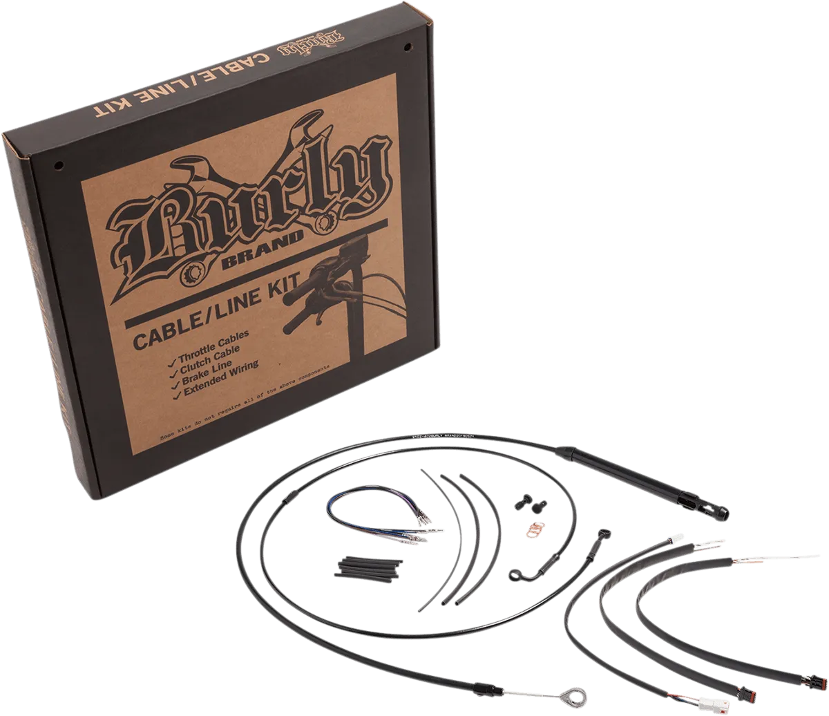 Burly Brand B30-1264 Black Vinyl Handlebar Cable & Brake Line Kit for Jail Bars - 12in.