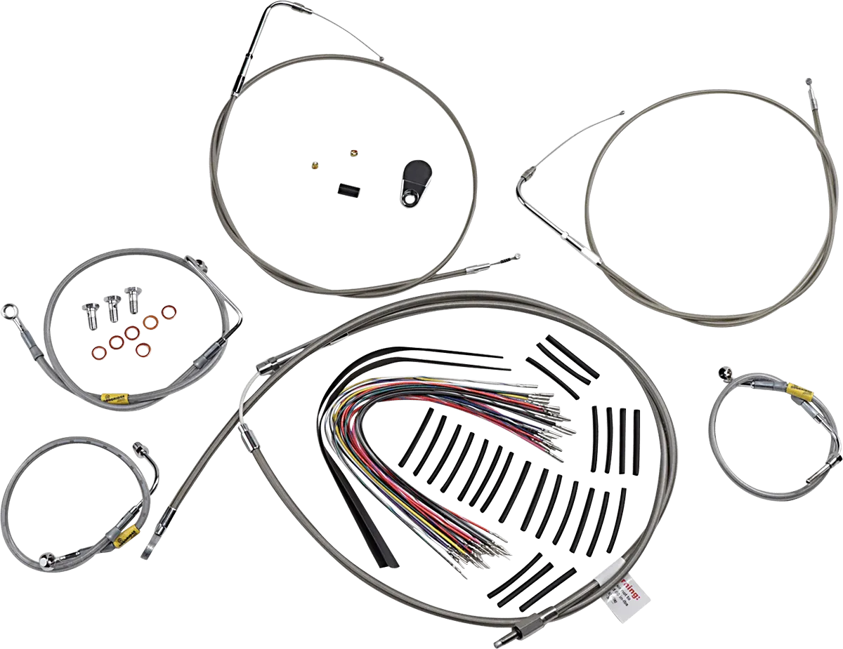 Burly Brand B30-1293 Extended Cable/Brake Line Kit for 13in. Gorilla Handlebars - Stainless Steel