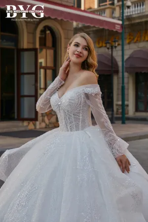 BYG #29782 fashion design cold shoulder ball gown